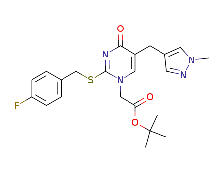 1-(tert-Butoxycarbonylmethyl)-2-(4-fluorobenzylthio)-5-((1-methylpyrazol-4-yl)methyl)pyrimidin-4-one