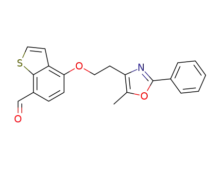Molecular Structure of 475480-88-7 (4-[2-(5-METHYL-2-PHENYL-1,3-OXAZOL-4-YL)ETHOXY]-1-BENZOTHIOPHENE-7-CARBALDEHYDE)