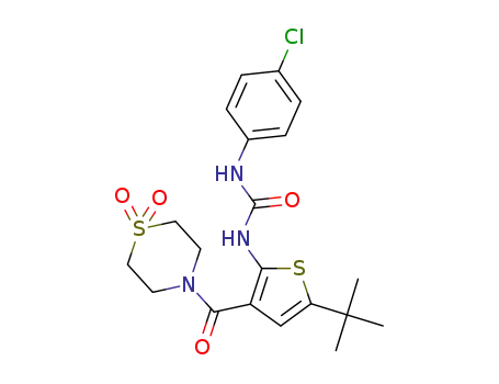 1-(5-tert-butyl-3-(1,1-dioxothiomorpholine-4-carbonyl)thiophen-2-yl)-3-(4-chlorophenyl)urea