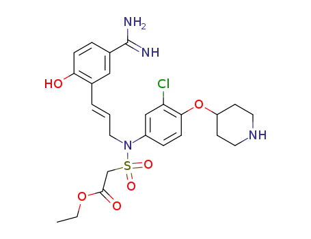 ethyl N-[3-(5-amidino-2-hydroxyphenyl)-2-(E)-propenyl]-N-[3-chloro-4-(piperidin-4-yloxy)phenyl]sulfamoylacetate