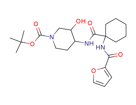 1-Piperidinecarboxylic acid,
4-[[[1-[(2-furanylcarbonyl)amino]cyclohexyl]carbonyl]amino]-3-hydroxy-,
1,1-dimethylethyl ester
