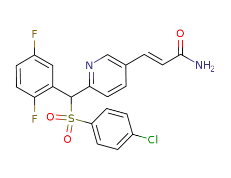 Molecular Structure of 820222-70-6 (2-Propenamide,
3-[6-[[(4-chlorophenyl)sulfonyl](2,5-difluorophenyl)methyl]-3-pyridinyl]-,
(2E)-)