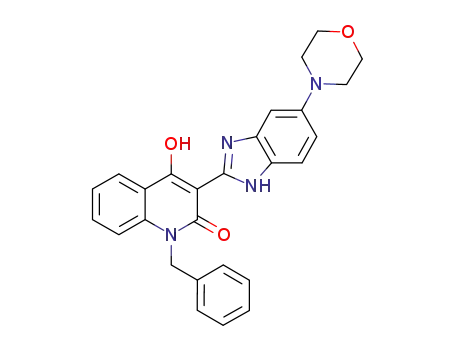 Molecular Structure of 405171-01-9 (2(1H)-Quinolinone,
4-hydroxy-3-[5-(4-morpholinyl)-1H-benzimidazol-2-yl]-1-(phenylmethyl)-)