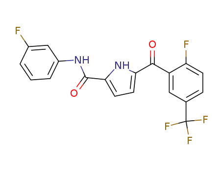 Molecular Structure of 658696-45-8 (1H-Pyrrole-2-carboxamide,
N-(3-fluorophenyl)-5-[2-fluoro-5-(trifluoromethyl)benzoyl]-)
