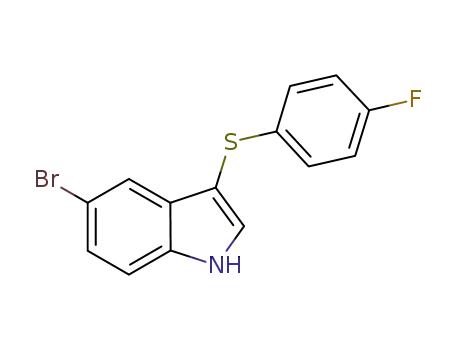Molecular Structure of 683203-82-9 (1H-Indole, 5-bromo-3-[(4-fluorophenyl)thio]-)