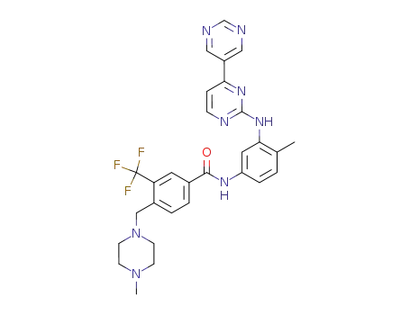 Molecular Structure of 641614-88-2 (4-(4-methylpiperazin-1-ylmethyl)-3-trifluoromethyl-N-{4-methyl-3-[4-(5-pyrimidinyl)pyrimidin-2-ylamino]phenyl}benzamide)