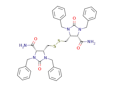 Molecular Structure of 541508-63-8 (4-Imidazolidinecarboxamide,
5,5'-[dithiobis(methylene)]bis[2-oxo-1,3-bis(phenylmethyl)-,
(4S,4'S,5R,5'R)-)