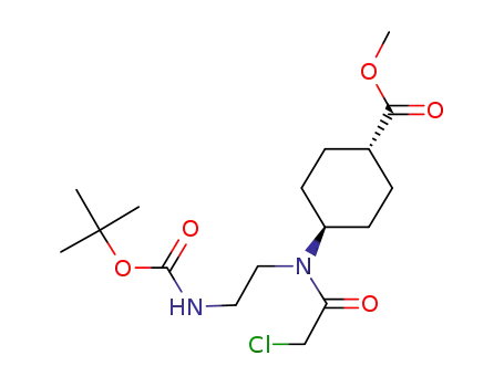 Cyclohexanecarboxylic acid,
4-[(chloroacetyl)[2-[[(1,1-dimethylethoxy)carbonyl]amino]ethyl]amino]-,
methyl ester, trans-