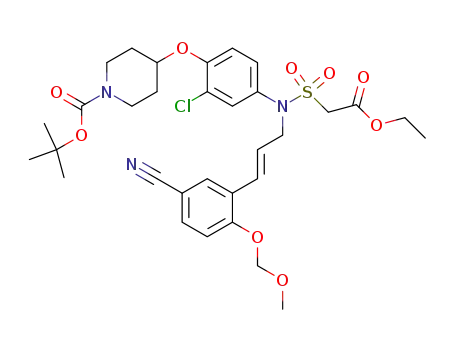 Ethyl N-[4-(1-t-butoxycarbonylpiperidin-4-yloxy)-3-chlorophenyl]-N-[3-(5-cyano-2-methoxymethoxyphenyl)-2-(E)-propenyl]sulfamoylacetate