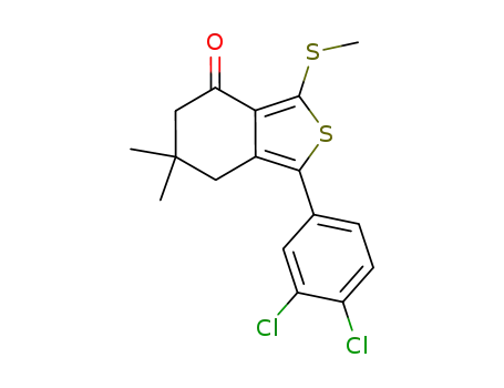 Molecular Structure of 873190-07-9 (Benzo[c]thiophen-4(5H)-one,
1-(3,4-dichlorophenyl)-6,7-dihydro-6,6-dimethyl-3-(methylthio)-)
