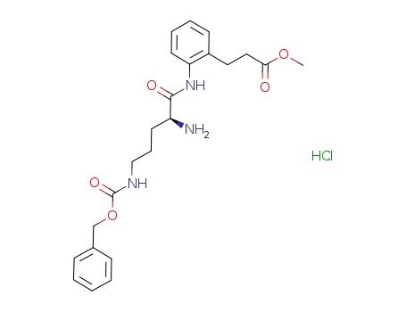 Molecular Structure of 857645-71-7 (methyl 3-{2-[(2S)-2-amino-5-[benzyloxycarbonylamino]pentanoylamino]phenyl}propanoate hydrochloride)