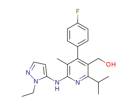 Molecular Structure of 849470-89-9 (3-Pyridinemethanol,
6-[(1-ethyl-1H-pyrazol-5-yl)amino]-4-(4-fluorophenyl)-5-methyl-2-(1-meth
ylethyl)-)
