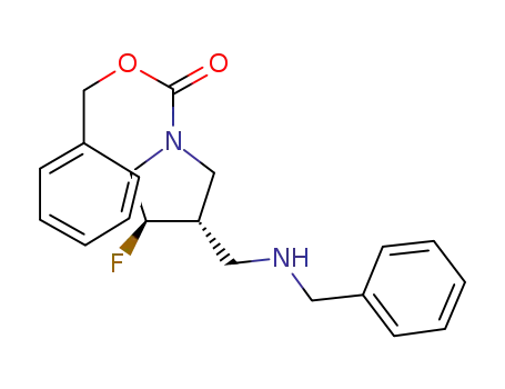 Molecular Structure of 604798-69-8 (1-Pyrrolidinecarboxylic acid, 3-fluoro-4-[[(phenylmethyl)amino]methyl]-,
phenylmethyl ester, (3R,4S)-)