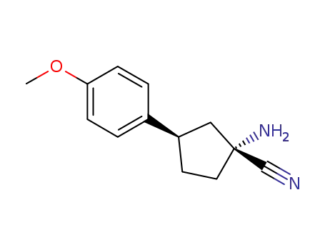 Molecular Structure of 1036030-25-7 ((1R,3R)-1-amino-3-(4-methoxy-phenyl)-cyclopentanecarbonitrile)