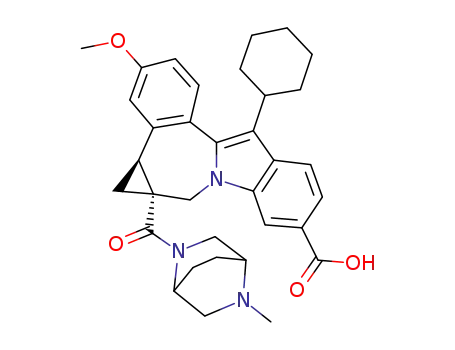 (1aR,12bS)-8-cyclohexyl-11-methoxy-1a-((5-methyl-2,5-diazabicyclo[2.2.2]oct-2-yl)carbonyl)-1,1a,2,12b-tetrahydrocyclopropa[d]indolo[2,1-a][2]benzazepine-5-carboxylic acid