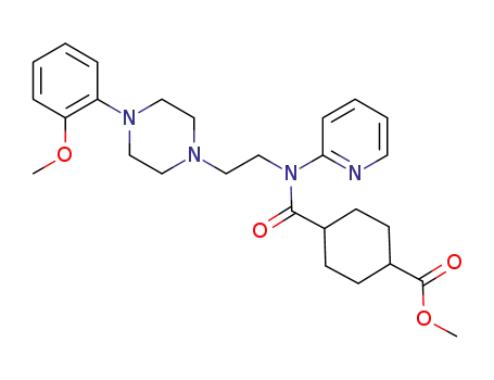 Molecular Structure of 943962-57-0 (methyl 4-((2-(4-(2-methoxyphenyl)piperazin-1-yl)ethyl)(pyridin-2-yl)carbamoyl)cyclohexanecarboxylate)