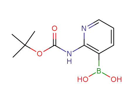 Molecular Structure of 863753-35-9 ((2-[(TERT-BUTOXYCARBONYL)AMINO]PYRIDIN-3-YL)BORONIC ACID)