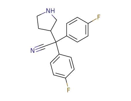 Molecular Structure of 131912-08-8 (α,α-bis(4-fluorophenyl)-3-pyrrolidineacetonitrile)