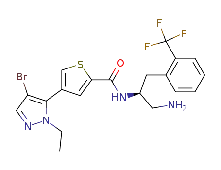 N-((1S)-2-amino-1-{[2-(trifluoromethyl)phenyl]methyl}ethyl)-4-(4-bromo-1-ethyl-1H-pyrazol-5-yl)-2-thiophenecarboxamide