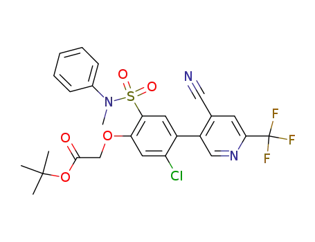 Molecular Structure of 1070973-60-2 ([5-chloro-4-(4-cyano-6-trifluoromethyl-pyridin-3-yl)-2-(methyl-phenyl-sulfamoyl)-phenoxy]-acetic acid tert-butyl ester)