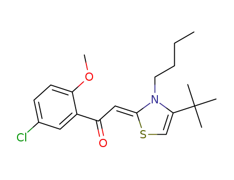 Molecular Structure of 1029972-06-2 (Ethanone, 2-[3-butyl-4-(1,1-dimethylethyl)-2(3H)-thiazolylidene]-1-(5-chloro-2-methoxyphenyl)-, (2Z)-)