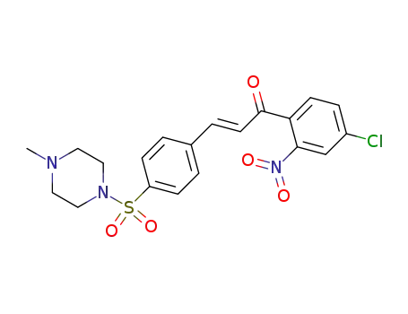 Molecular Structure of 1080675-28-0 ((E)-1-(4-chloro-2-nitro-phenyl)-3-[4-(4-methylpiperazine-1-sulfonyl)phenyl]propenone)