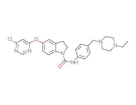 5-(6-chloro-pyrimidin-4-yloxy)-2,3-dihydro-indole-1-carboxylic acid [4-(4-ethyl-piperazin-1-ylmethyl)-phenyl]-amide