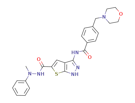 1H-Thieno[2,3-c]pyrazole-5-carboxylic acid,
3-[[4-(4-morpholinylmethyl)benzoyl]amino]-, 2-methyl-2-phenylhydrazide
