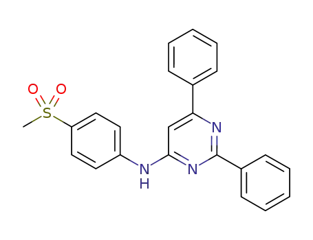 Molecular Structure of 881194-34-9 (4-Pyrimidinamine, N-[4-(methylsulfonyl)phenyl]-2,6-diphenyl-)