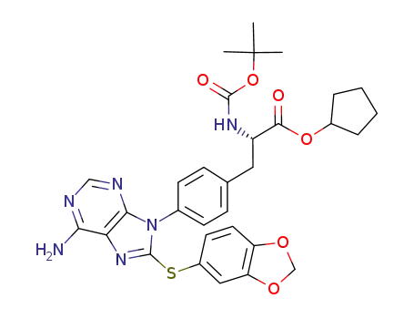 cyclopentyl 4-{6-amino-8-[(1,3-benzodioxol-5-yl)thio]-9H-purin-9-yl}-N-(tert-butoxycarbonyl)-L-phenylalaninate