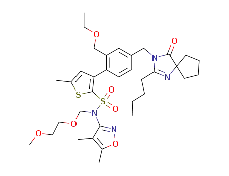 3-[4-(2-butyl-4-oxo-1,3-diaza-spiro[4.4]non-1-en-3-yl-methyl)-2-ethoxymethyl-phenyl]-5-methyl-thiophene-2-sulphonic acid (4,5-dimethyl-isoxazol-3-yl)-(2-methoxy-ethoxymethyl)-amide