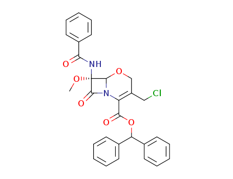 5-Oxa-1-azabicyclo[4.2.0]oct-2-ene-2-carboxylic acid, 7-(benzoylamino)-3-(chloromethyl)-7-methoxy-8-oxo-, diphenylmethyl ester, (6R-cis)-