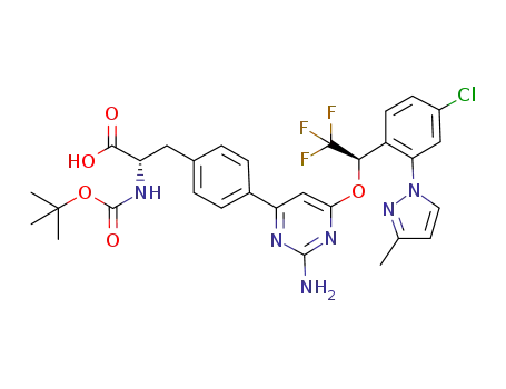 (S)-3-(4-(2-amino-6-((R)-1-(4-chloro-2-(3-methyl-1H-pyrazol-1-yl)phenyl)-2,2,2-trifluoroethoxy)pyrimidin-4-yl)phenyl)-2-(tert-butoxycarbonyl)propanoic acid