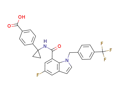 4-{1-[({5-fluoro-1-[4-trifluoromethyl-benzyl]-1H-indol-7-yl}carbonyl)amino]cyclopropyl}benzoic acid