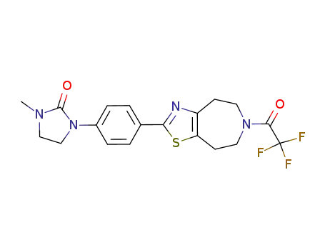 Molecular Structure of 910325-75-6 (1-methyl-3-{4-[6-(trifluoroacetyl)-5,6,7,8-tetrahydro-4H-[1,3]thiazolo[4,5-d]azepin-2-yl]phenyl}-2-imidazolidinone)