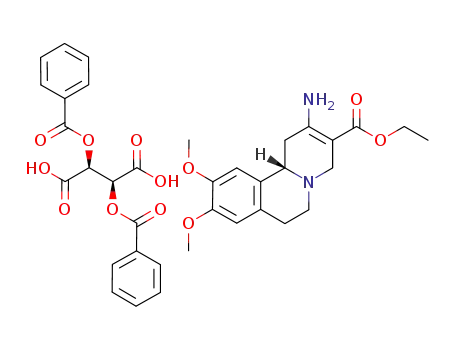 Molecular Structure of 1012065-72-3 (Butanedioic acid, 2,3-bis(benzoyloxy)-, (2S,3S)-, compd. with ethyl (11bS)-2-amino-1,6,7,11b-tetrahydro-9,10-dimethoxy-4H-benzo[a]quinolizine-3-carboxylate (1:1))