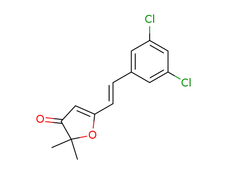 Molecular Structure of 138958-29-9 (3(2H)-Furanone, 5-[2-(3,5-dichlorophenyl)ethenyl]-2,2-dimethyl-, (E)-)