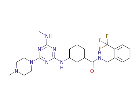 3-((4-(methylamino)-6-(4-methylpiperazin-1-yl)-1,3,5-triazin-2-yl)amino)-N-(2-(trifluoromethyl)benzyl)cyclohexane-1-carboxamide