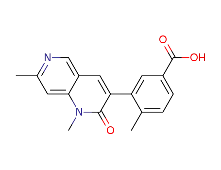 Molecular Structure of 1021535-38-5 (3-(1,7-dimethyl-2-oxo-1,2-dihydro-1,6-naphthyridin-3-yl)-4-methylbenzoic acid)