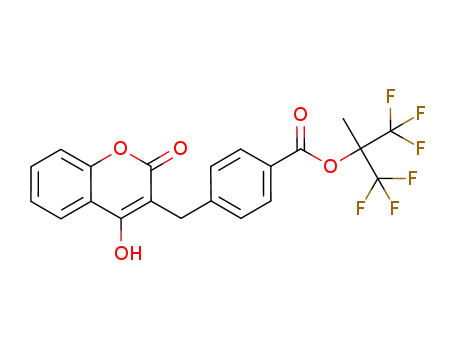 Molecular Structure of 867257-26-9 (1,1,1,3,3,3-Hexafluoro-2-methylpropan-2-yl 4-[(4-hydroxy-2-oxo-2H-chromen-3-yl)methyl]benzoate)