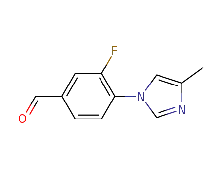 Molecular Structure of 937400-07-2 (Benzaldehyde, 3-fluoro-4-(4-methyl-1H-imidazol-1-yl)-)