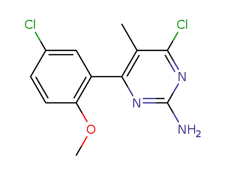 Molecular Structure of 774607-97-5 (2-Pyrimidinamine, 4-chloro-6-(5-chloro-2-methoxyphenyl)-5-methyl-)