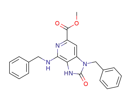 Molecular Structure of 947143-75-1 (1-Benzyl-4-benzylamino-2-oxo-2,3-dihydro-1H-imidazo[4,5-c]pyridine-6-carboxylic acid methyl ester)