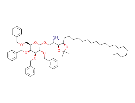Molecular Structure of 918867-02-4 (2-amino-1-O-(2,3,4,6-tetra-O-benzyl-α-D-galactopyranosyl)-3,4-O-isopropylidene-D-ribo-1,3,4-tricosanetriol)
