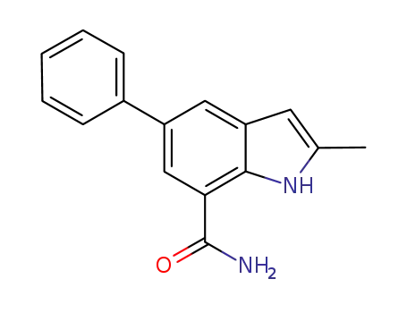 Molecular Structure of 943607-57-6 (2-methyl-5-phenyl-1H-indole-7-carboxamide)