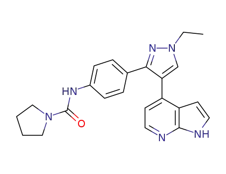 N-{4-[1-ethyl-4-(1H-pyrrolo[2,3-b]pyridin-4-yl)-1H-pyrazol-3-yl]phenyl}-1-pyrrolidinecarboxamide