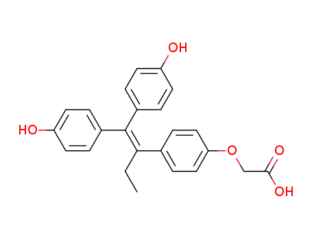 Molecular Structure of 185223-86-3 (Acetic acid, [4-[1-[bis(4-hydroxyphenyl)methylene]propyl]phenoxy]-)
