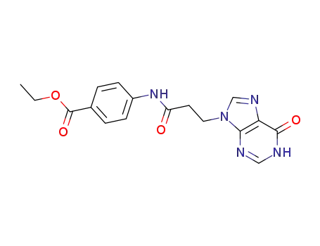 Molecular Structure of 138117-79-0 (Benzoic acid,
4-[[3-(1,6-dihydro-6-oxo-9H-purin-9-yl)-1-oxopropyl]amino]-, ethyl ester)