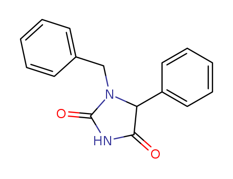 Molecular Structure of 16116-46-4 (2,4-Imidazolidinedione, 5-phenyl-1-(phenylmethyl)-)