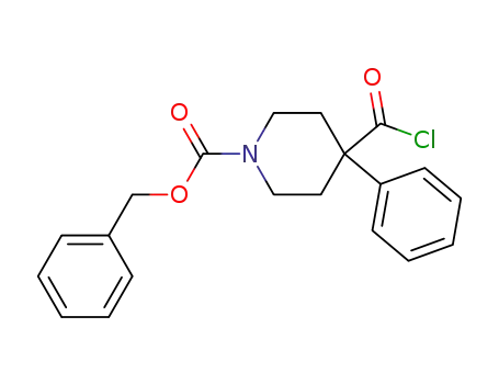 Molecular Structure of 181641-81-6 (1-Piperidinecarboxylic acid, 4-(chlorocarbonyl)-4-phenyl-, phenylmethyl
ester)